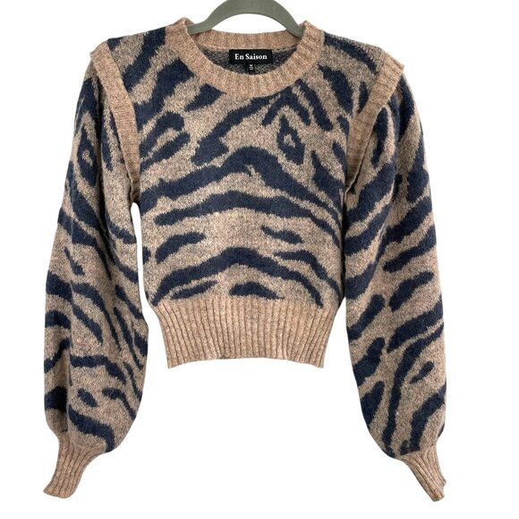 Anthropologie En Saison Mares Wool Blend Cropped Balloon Sleeve Sweater Womens M - Picture 4 of 14